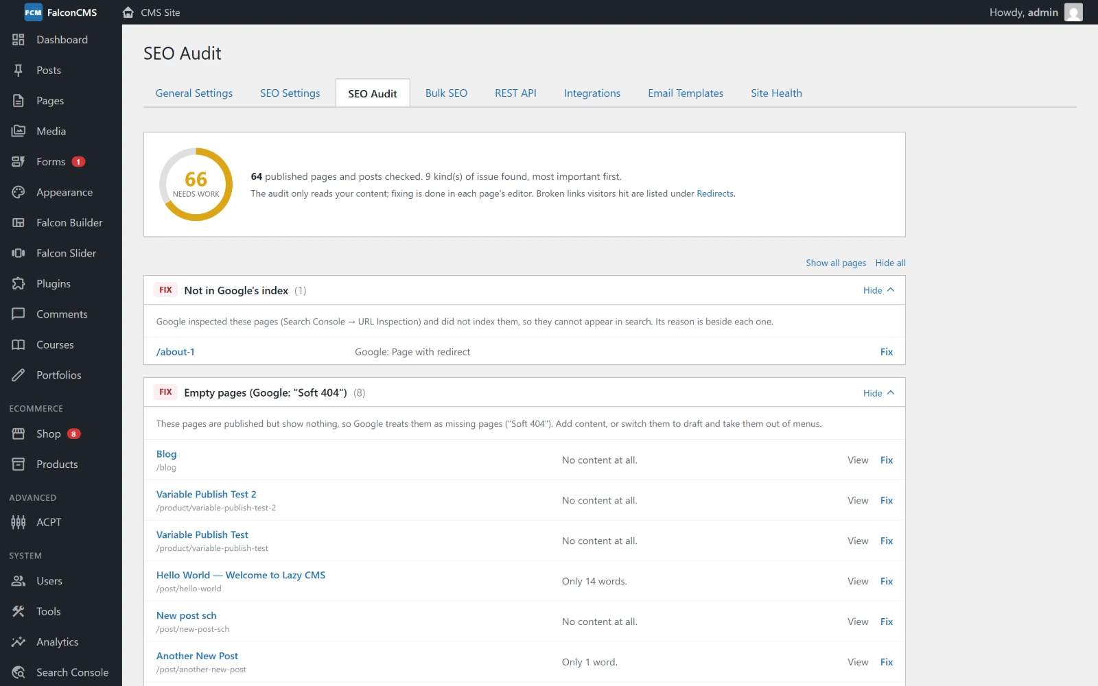 SEO → SEO Audit