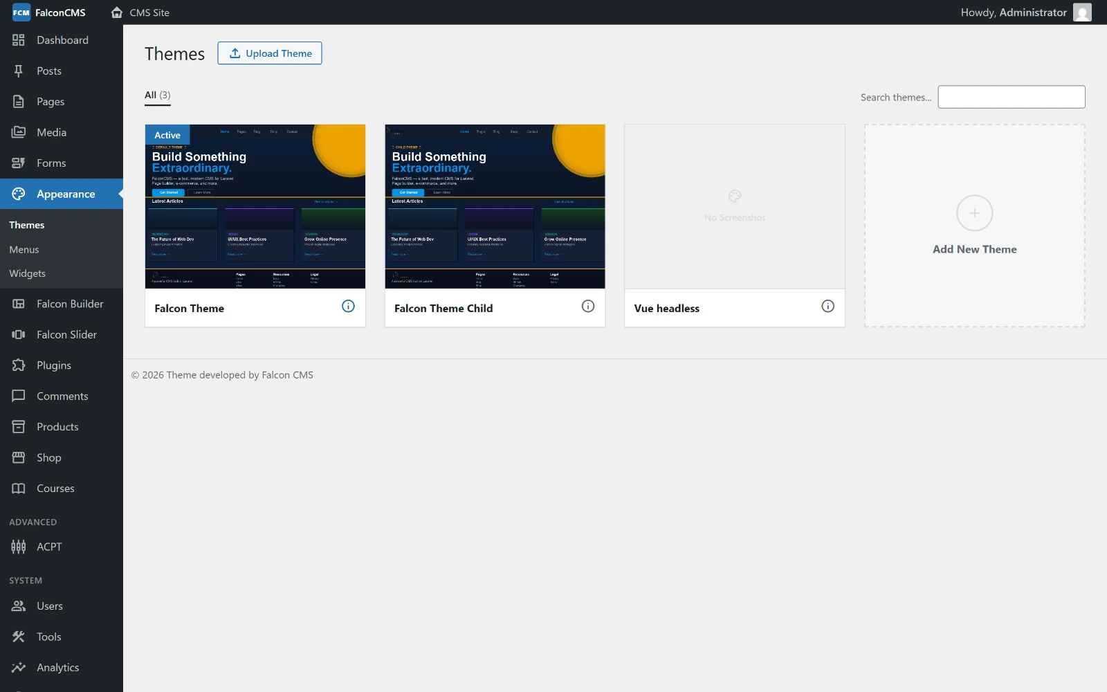 Installed themes