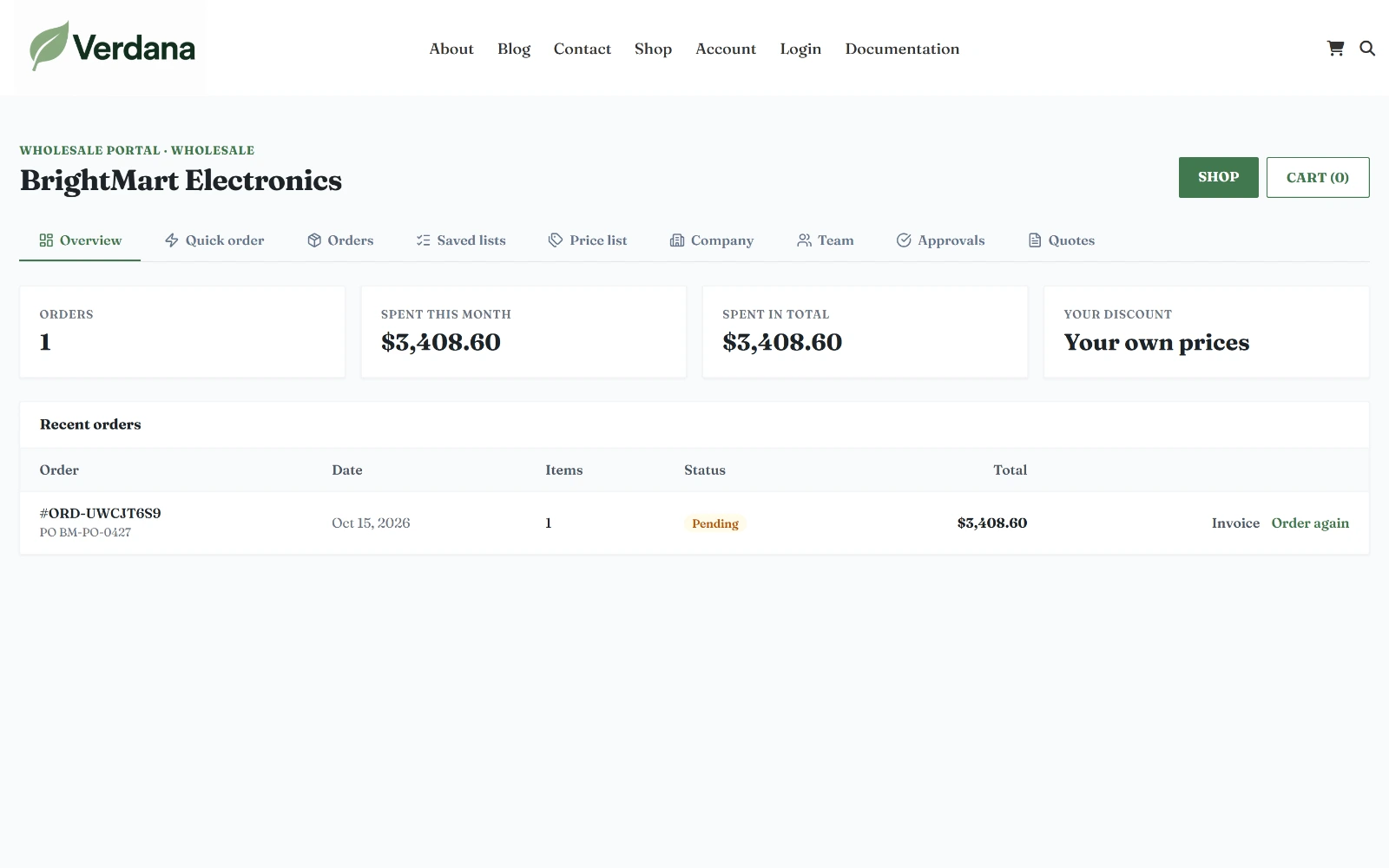 The wholesale portal overview